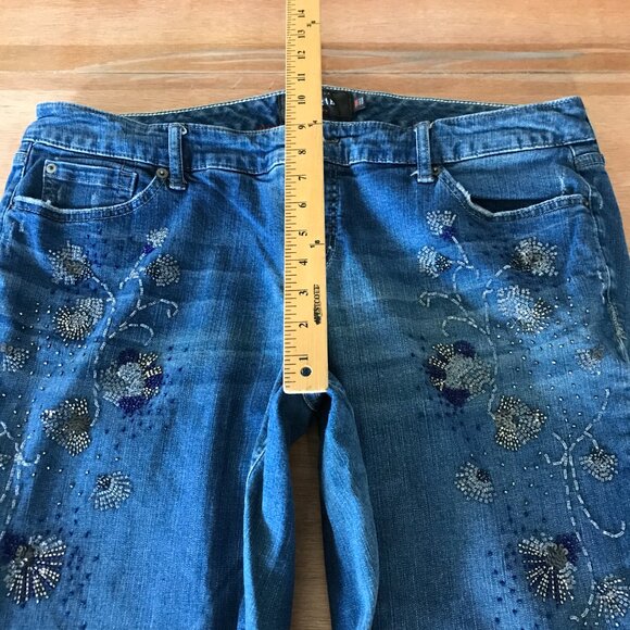 Torrid Premium Jeans Women 18 Blue Mid Rise Beaded Floral Stretch Preppy 17974 - Picture 8 of 15